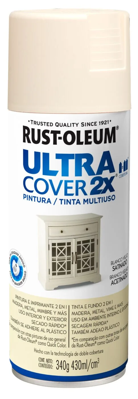 Spray Ultra Cover 2x Blanco Viejo Satín Lata 340gr - Rust Oleum
