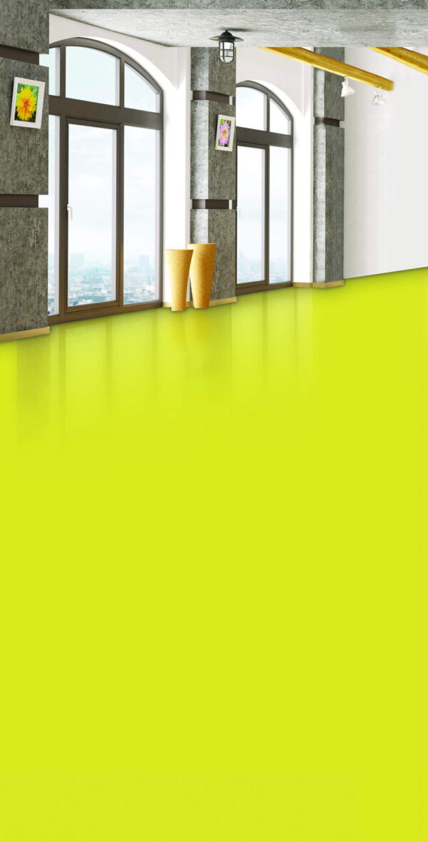 Imagen de aplicación real de la pintura epoxi 9100 en color amarillo seguridad de Rust-Oleum, utilizada para señalización y demarcación en pisos industriales