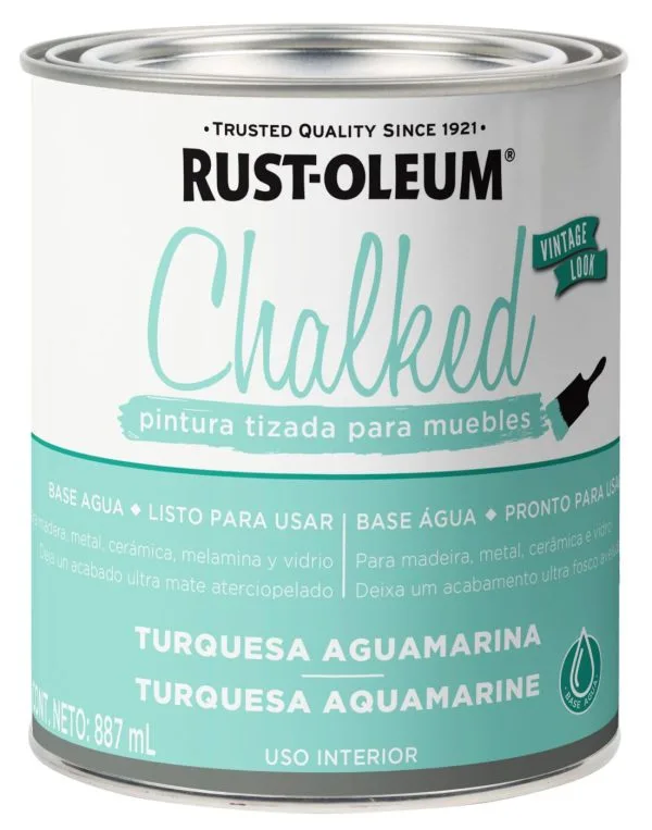 Pintura Chalked Brochable Interior Turquesa Aguamarina Tarro 887gr - Rust Oleum