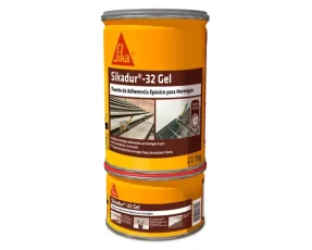 Envase de Sikadur 32 Gel de Sika Chile, puente de adherencia epóxico bicomponente para unir concreto fresco con endurecido